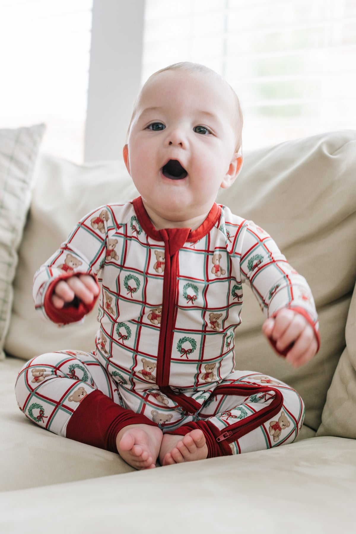 Holiday Teddies Zippy Romper: Preorder ships by 9/25