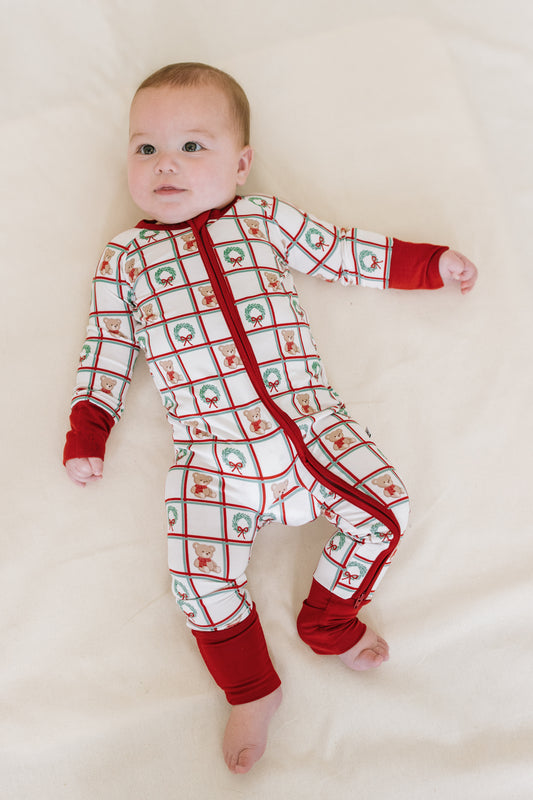 Holiday Teddies Zippy Romper: Preorder ships by 9/25