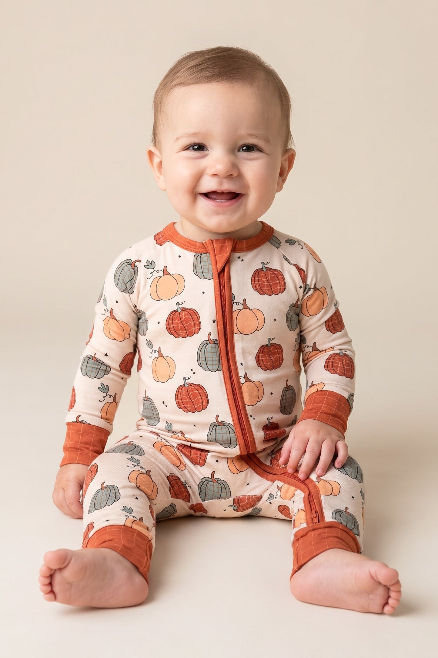 (Pre-order) Plaid Pumpkins Zippy Romper