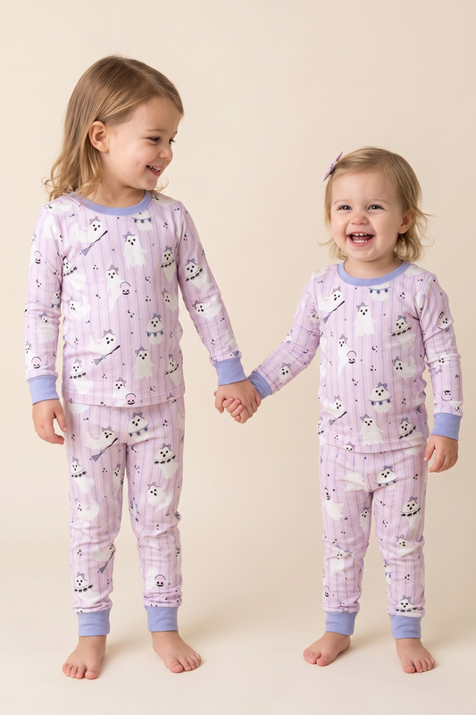 (Pre-order) Purple Boo Crew Two-Piece Set