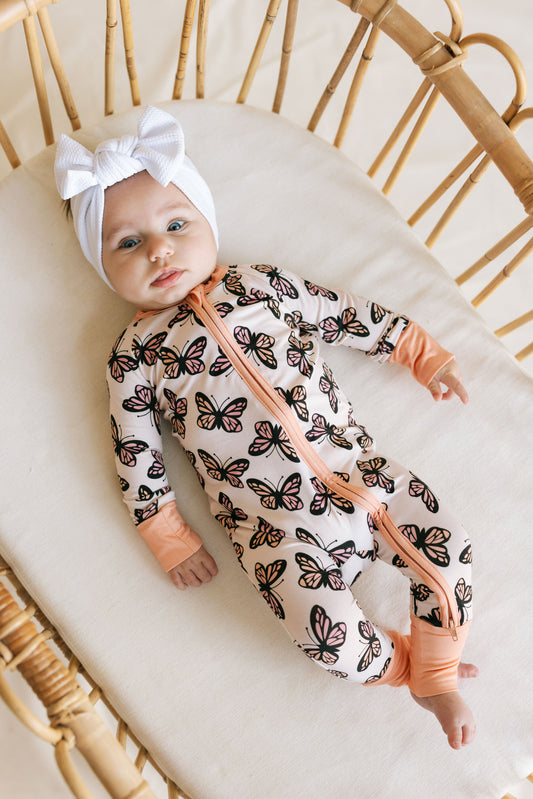 Peachy Butterfly Zippy Romper